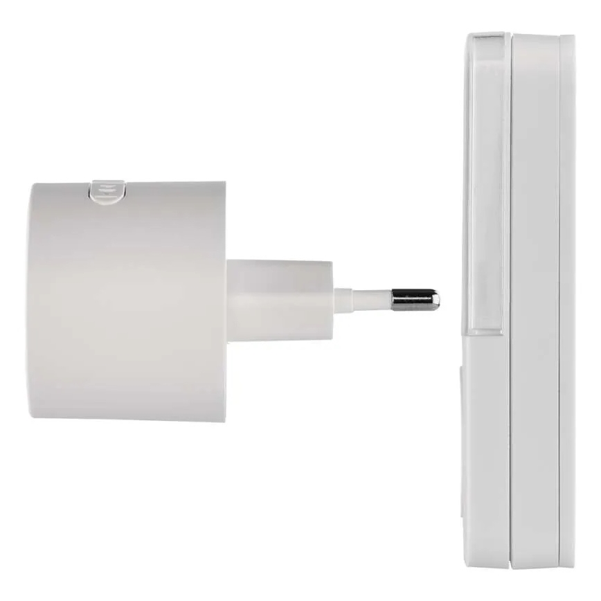 Campanello wireless da inserire nella presa 230 V con 1 batteria CR2032, bianco