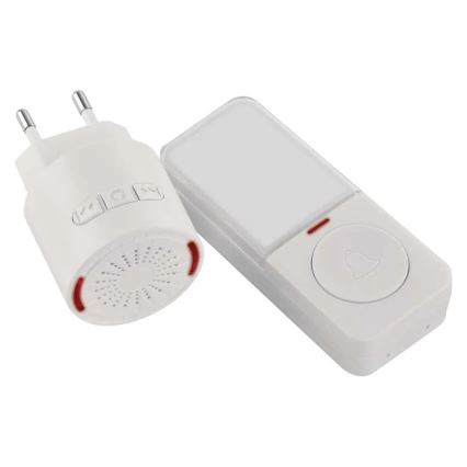 Campanello wireless da inserire nella presa 230 V con 1 batteria CR2032, bianco