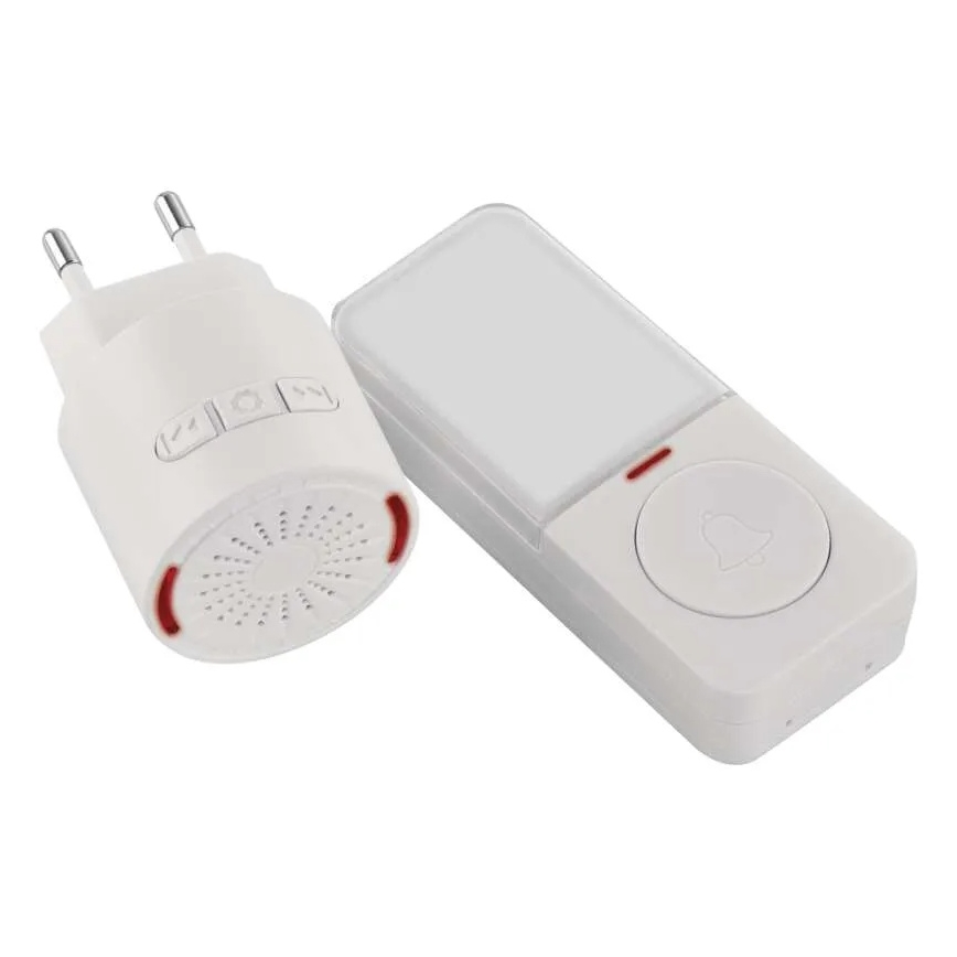 Campanello wireless da inserire nella presa 230 V con 1 batteria CR2032, bianco