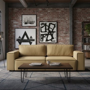 Canapé convertible 3 places avec coffre de rangement RONDA orange