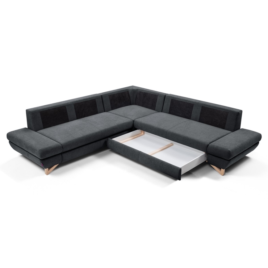 Canapé d'angle convertible rembourré avec rangement en L AVESTA, version droite, anthracite
