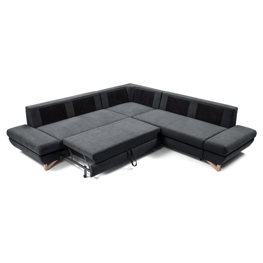 Canapé d'angle convertible rembourré avec rangement en L AVESTA, version droite, anthracite