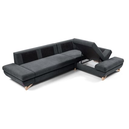 Canapé d'angle convertible rembourré avec rangement en L AVESTA, version droite, anthracite