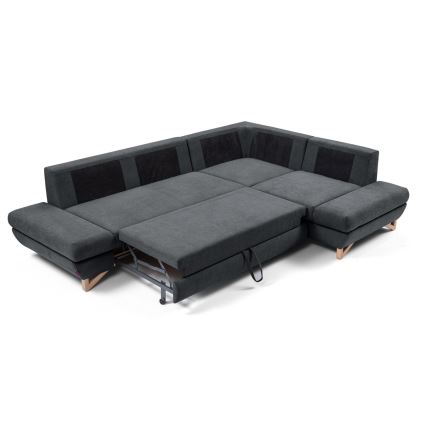 Canapé d'angle convertible rembourré avec rangement en L AVESTA, version droite, anthracite