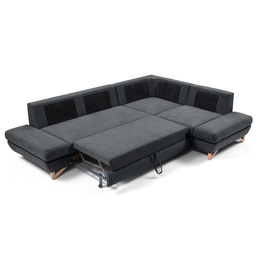 Canapé d'angle convertible rembourré avec rangement en L AVESTA, version droite, anthracite