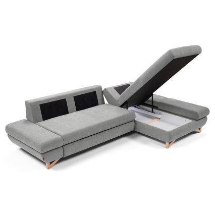 Canapé d'angle convertible rembourré avec rangement en L AVESTA droit gris