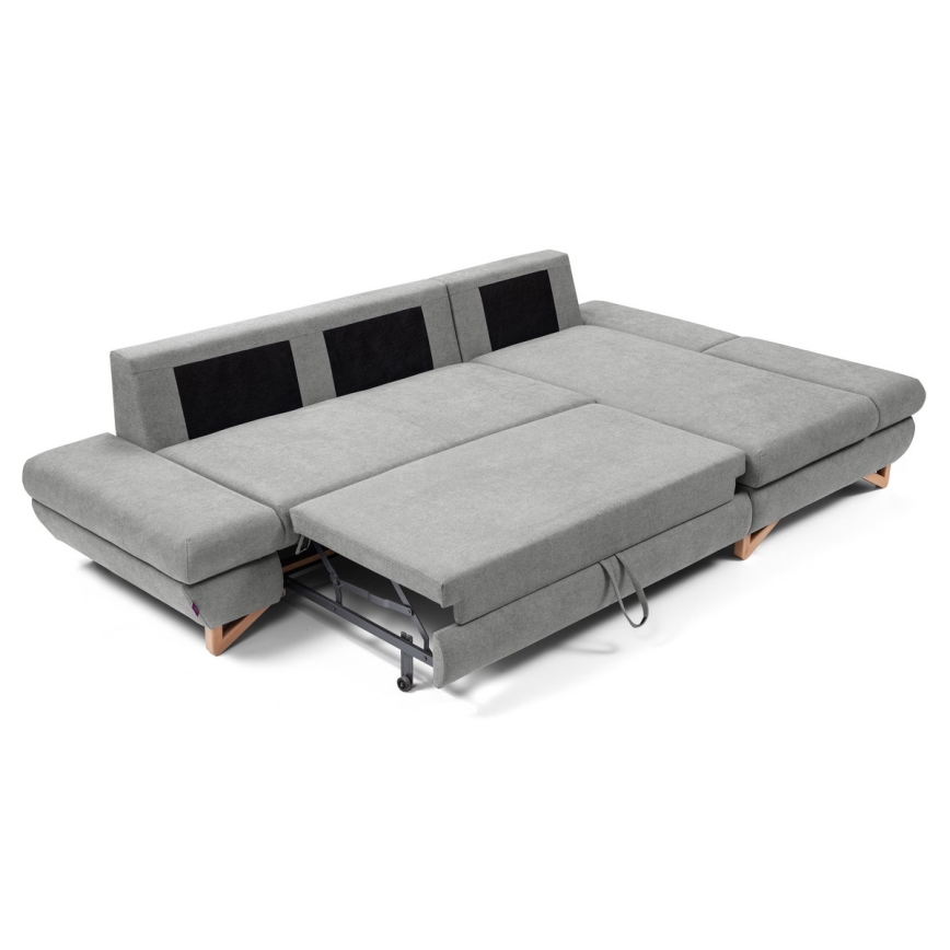 Canapé d'angle convertible rembourré avec rangement en L AVESTA droit gris