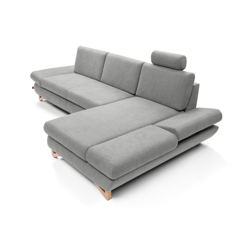 Canapé d'angle convertible rembourré avec rangement en L AVESTA droit gris
