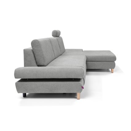 Canapé d'angle convertible rembourré avec rangement en L AVESTA droit gris