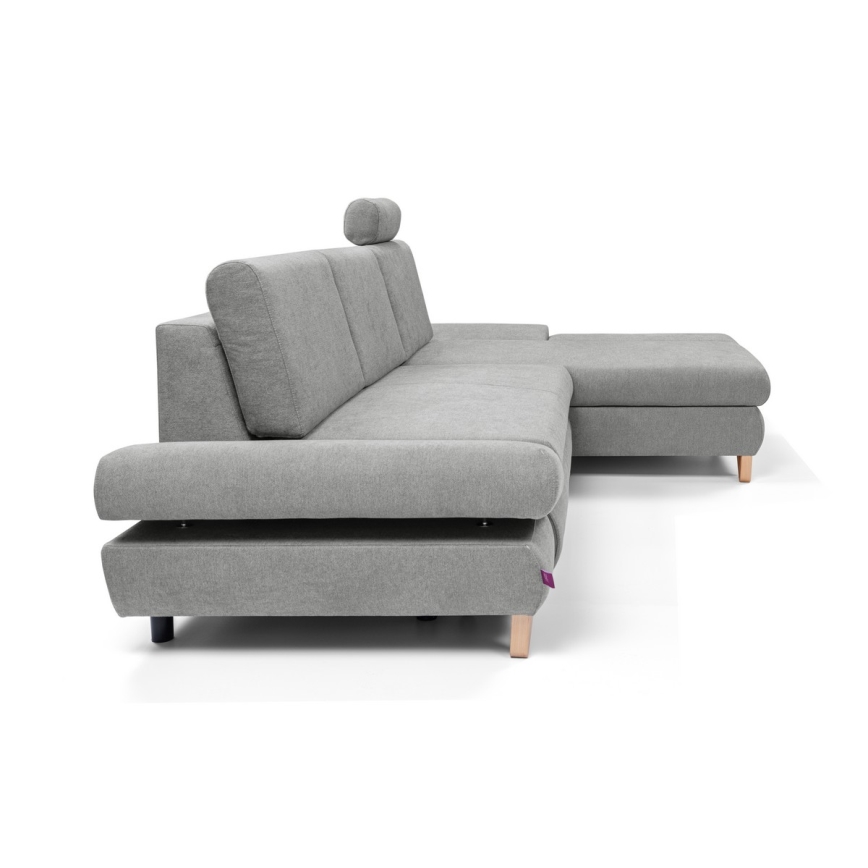 Canapé d'angle convertible rembourré avec rangement en L AVESTA droit gris