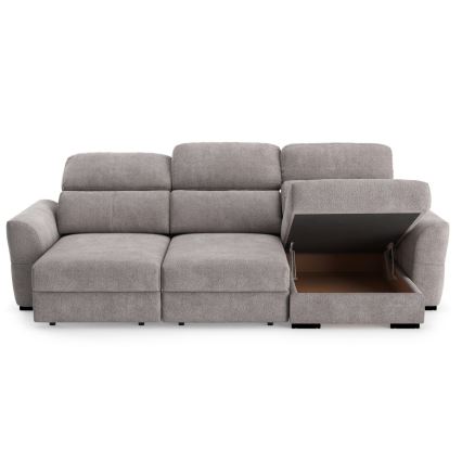 Canapé d'angle universel convertible trois places avec rangement TRENTO taupe