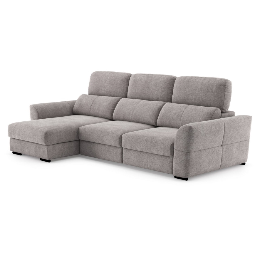 Canapé d'angle universel convertible trois places avec rangement TRENTO taupe