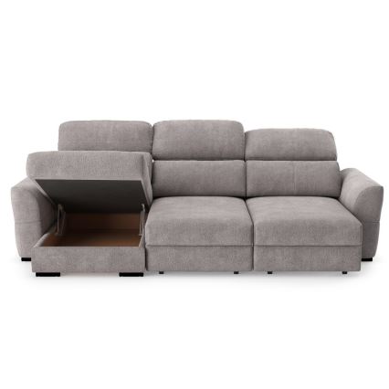 Canapé d'angle universel convertible trois places avec rangement TRENTO taupe