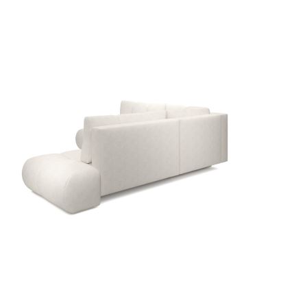 Canapé d'angle convertible en L ALMADA, angle droit, beige, avec coffre de rangement