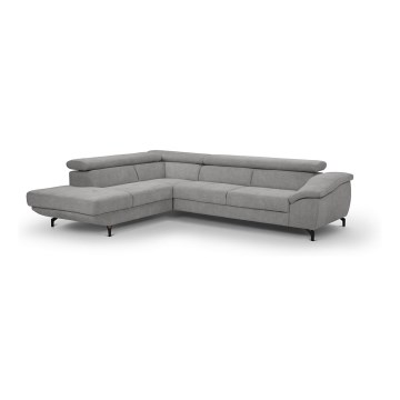 Canapé d'angle convertible avec rangement en L BRESCIA gauche gris