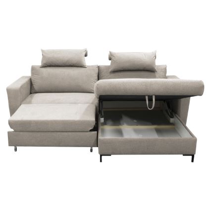 Canapé d'angle convertible avec rangement en L HORTA droit gris