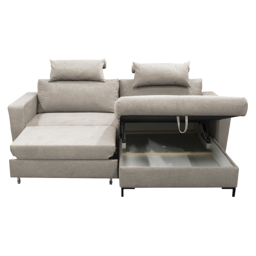 Canapé d'angle convertible avec rangement en L HORTA droit gris