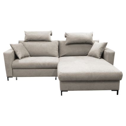 Canapé d'angle convertible avec rangement en L HORTA droit gris