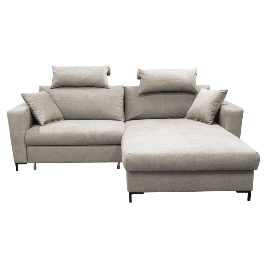 Canapé d'angle convertible avec rangement en L HORTA droit gris