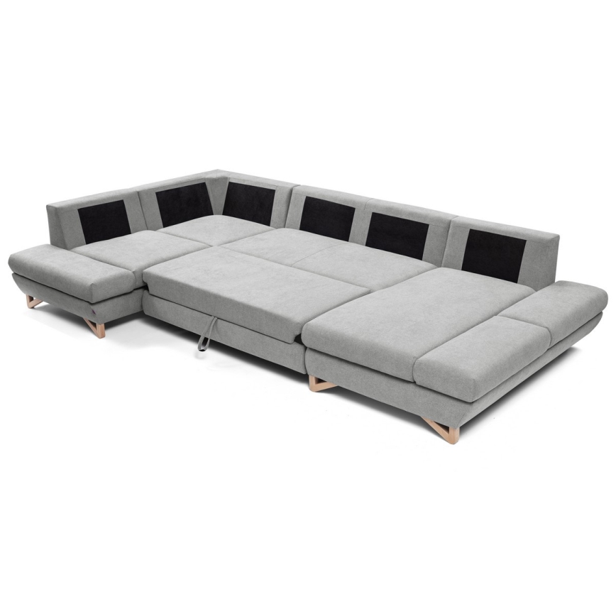 Canapé d'angle convertible en U AVESTA gris avec rangement intégré