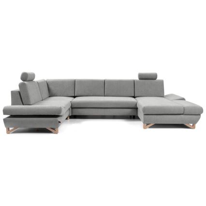 Canapé d'angle convertible en U AVESTA gris avec rangement intégré