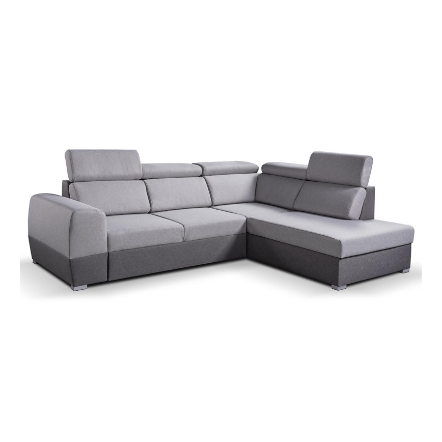 Canapé d'angle convertible en L avec rangement MATRIX gris droit