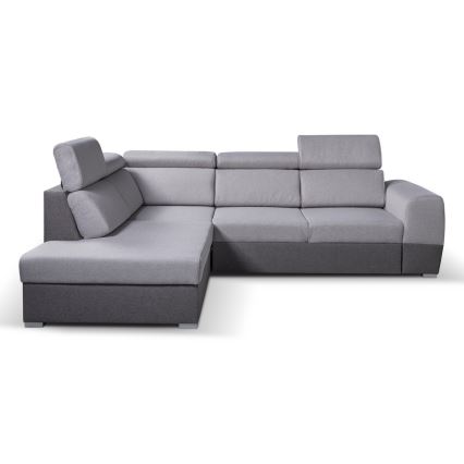 Canapé d'angle convertible en L avec rangement MATRIX gris, version gauche