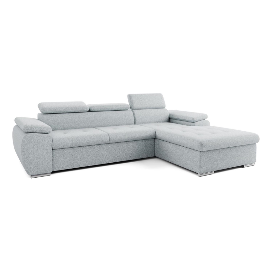 Canapé d'angle convertible en L avec rangement PADUA gris droit