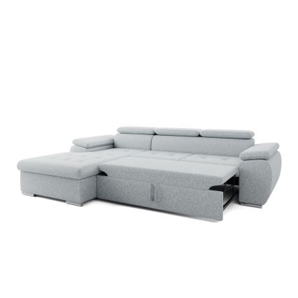 Canapé d'angle convertible en L avec rangement PADUA gris, version gauche