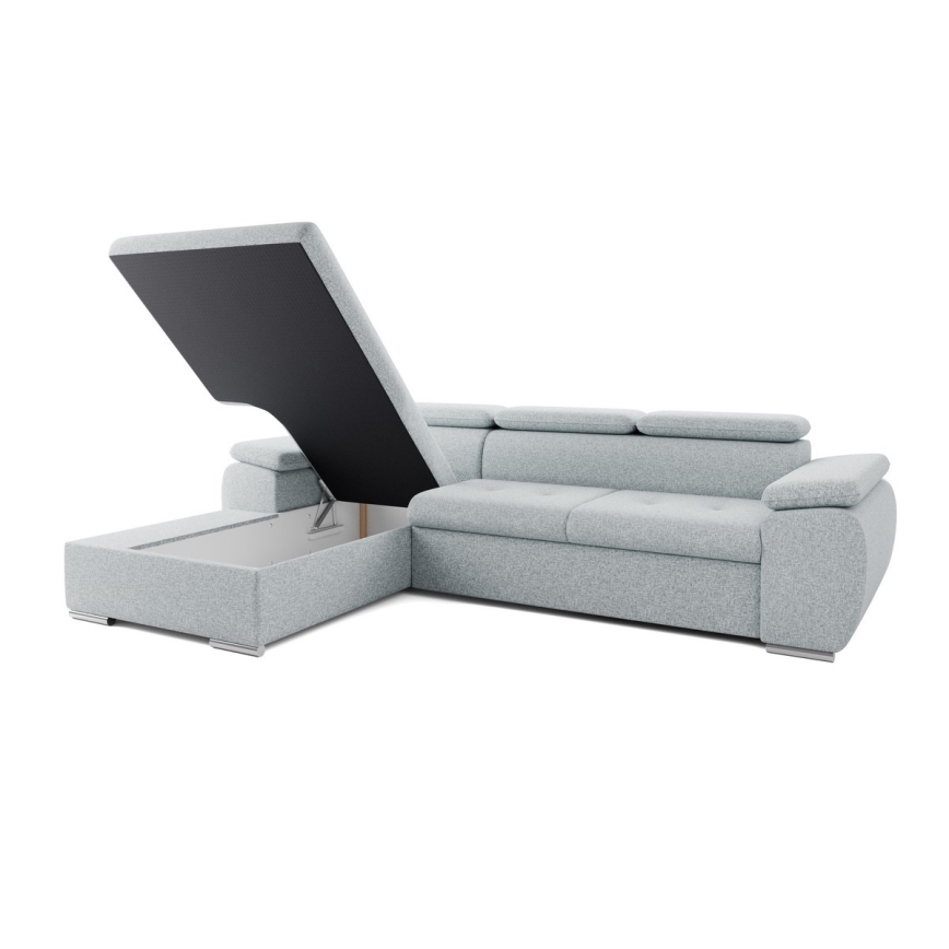 Canapé d'angle convertible en L avec rangement PADUA gris, version gauche