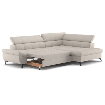 Canapé d'angle convertible en L MARANO droit beige