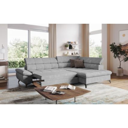 Canapé d'angle convertible en L MARANO droit gris