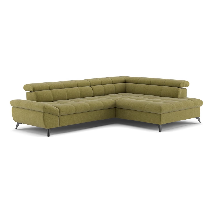 Canapé d'angle convertible en L MARANO droit olive