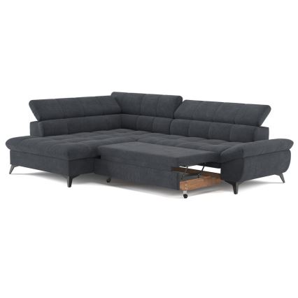 Canapé d'angle convertible en L MARANO gauche noir