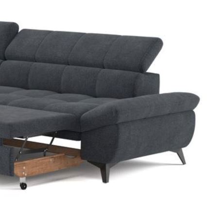 Canapé d'angle convertible en L MARANO gauche noir