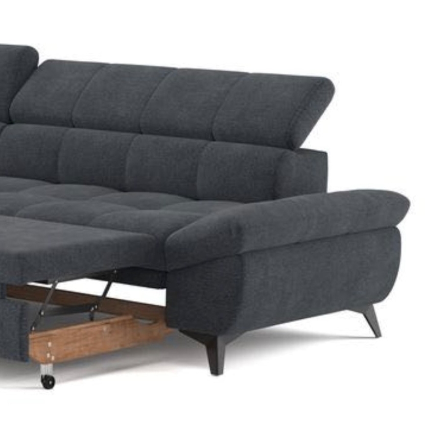 Canapé d'angle convertible en L MARANO gauche noir