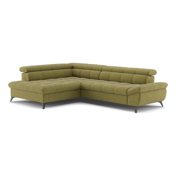 Canapé d'angle convertible en L MARANO gauche olive