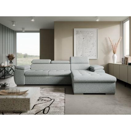 Canapé d'angle convertible en L avec rangement PADUA gris droit