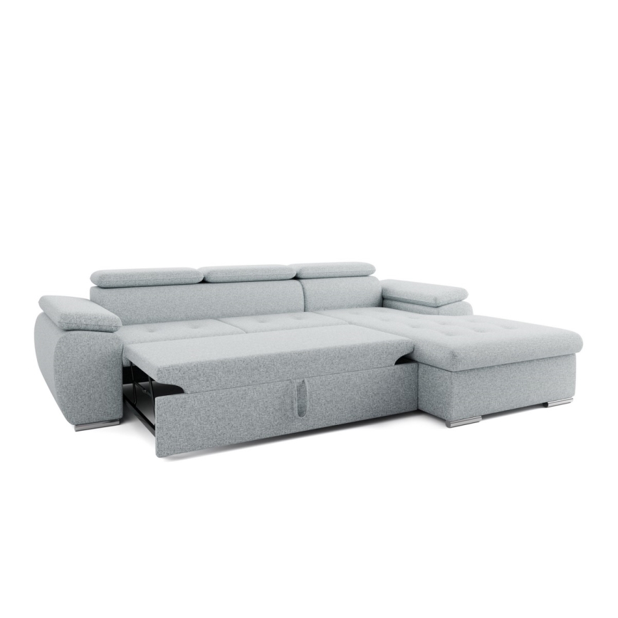 Canapé d'angle convertible en L avec rangement PADUA gris droit