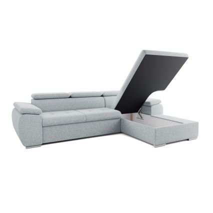 Canapé d'angle convertible en L avec rangement PADUA gris droit