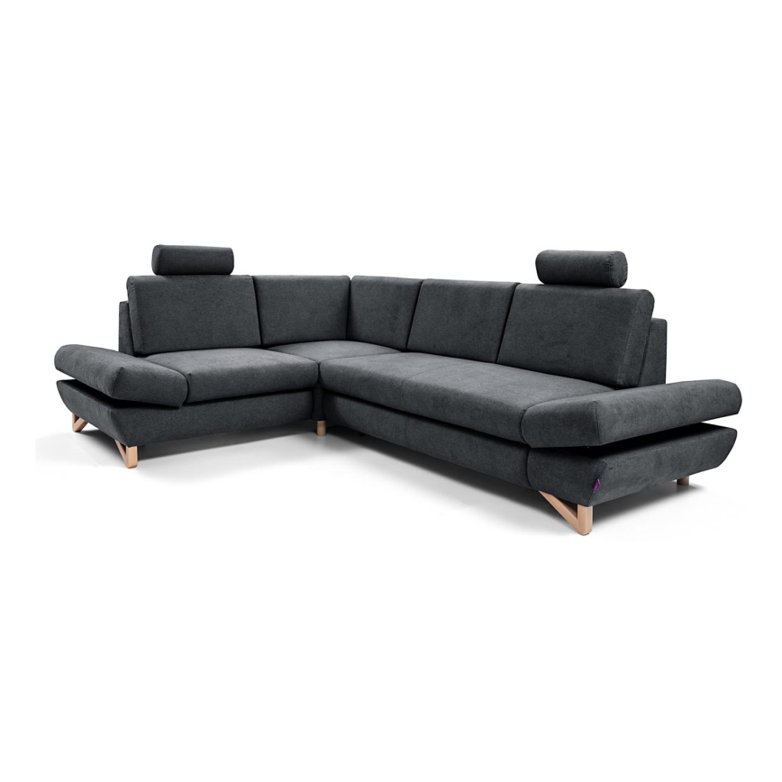 Canapé d'angle convertible rembourré avec rangement en L AVESTA gauche anthracite