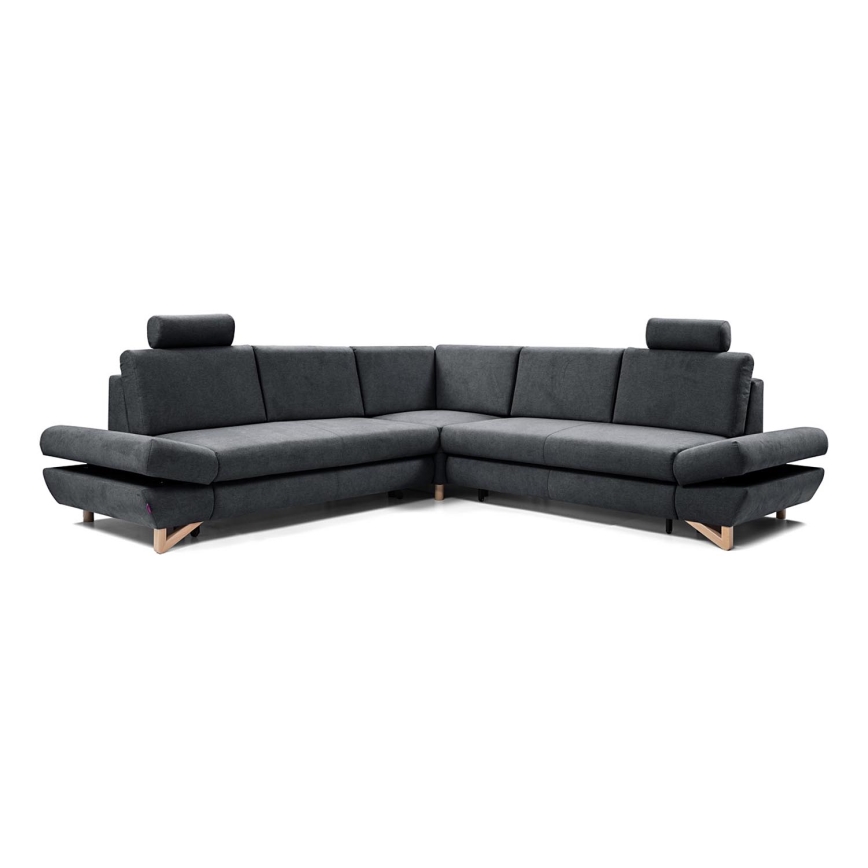 Canapé d'angle convertible rembourré avec rangement en L AVESTA, version droite, anthracite
