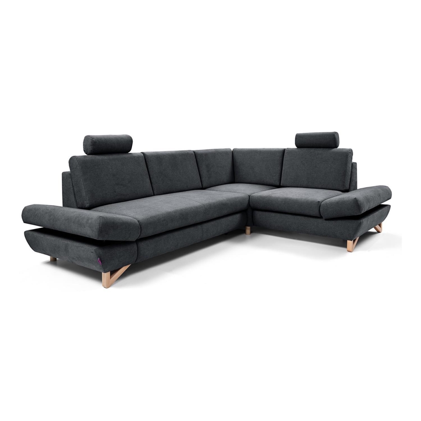 Canapé d'angle convertible rembourré avec rangement en L AVESTA, version droite, anthracite