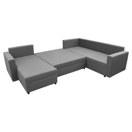 Canapé d'angle universel modulable en U SEYA avec rangement, gris