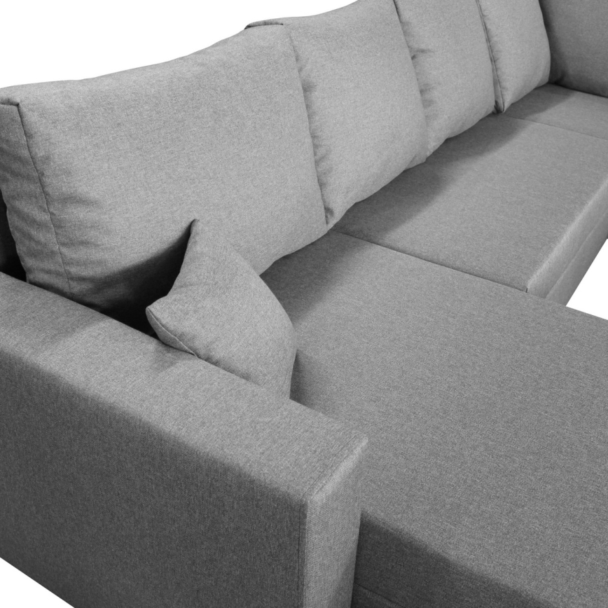 Canapé d'angle universel modulable en U SEYA avec rangement, gris