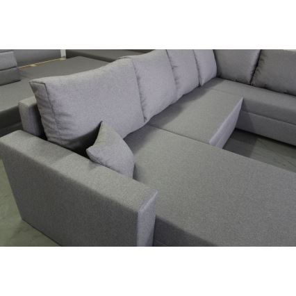 Canapé d'angle universel modulable en U SEYA avec rangement, gris