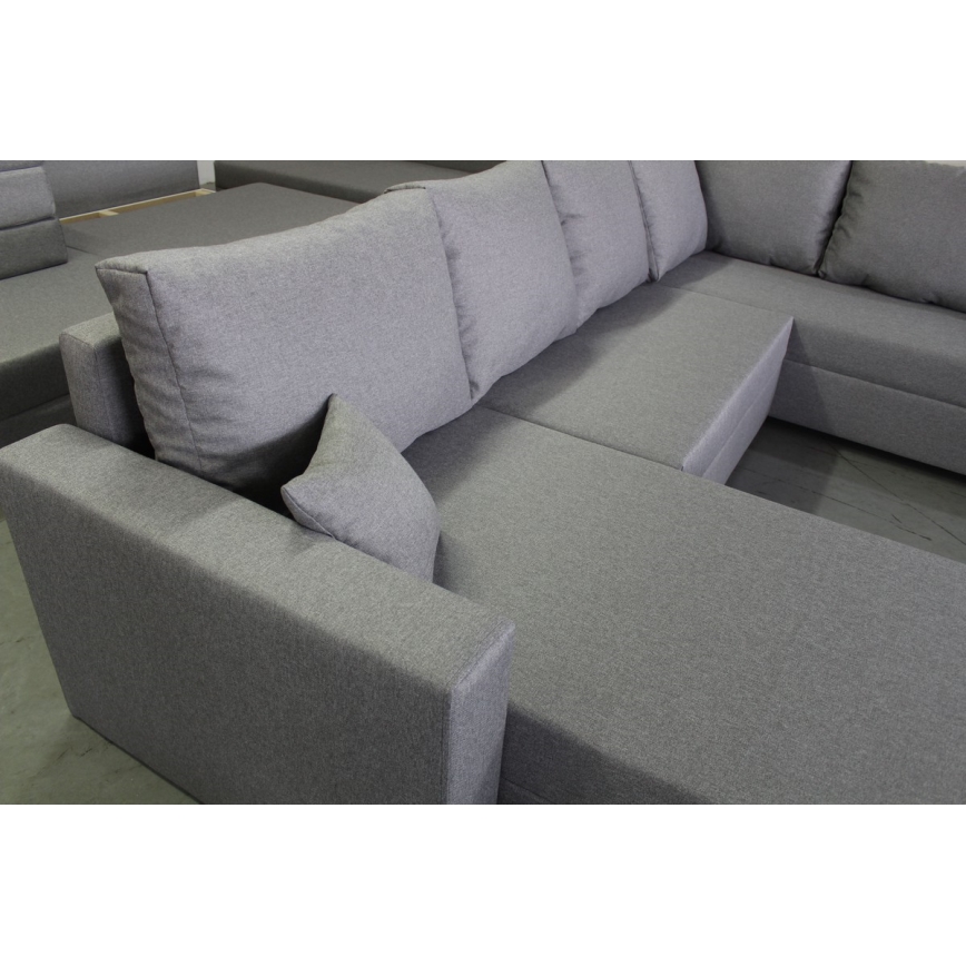 Canapé d'angle universel modulable en U SEYA avec rangement, gris