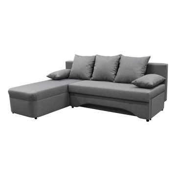 Canapé d'angle convertible universel en L ALMEIDA avec rangement, gris