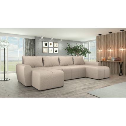 Canapé d'angle convertible universel rembourré NEWPORT beige