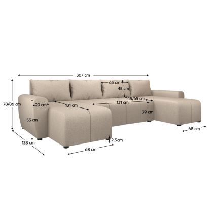 Canapé d'angle convertible universel rembourré NEWPORT beige